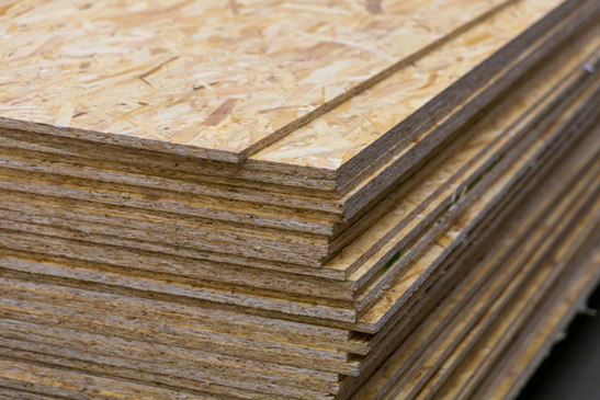 A stack of high-density chipboard, also known as particle board. 